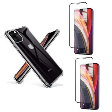 Imagem de Kit Capinha Antishock + 2X Película 3D Cobre Tudo Compatível iPhone 11 Pro Max