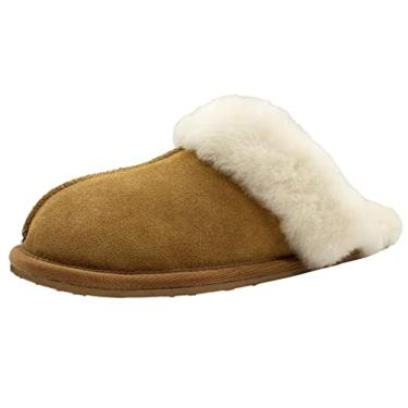 Imagem de ZEYIwearable Pantufas fofas de inverno para casa quente, Castanho, 13 Women/12 Men