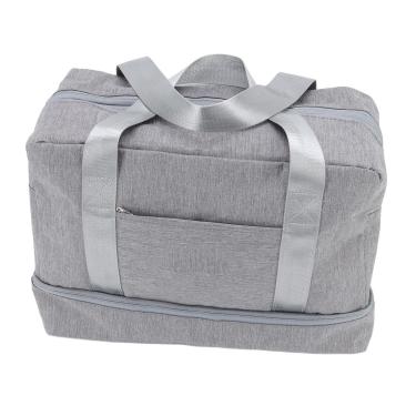 Imagem de plplaaobo Bolsa de higiene pessoal, pendurada, catiônica, seca, molhada, de grande capacidade, dobrável, portátil, para viagem, sapatos, bolsa de armazenamento para férias e uso diário cinza