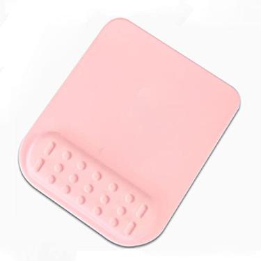 Imagem de Mouse Pad, mouse ergonômico com massagem convexa descanso de pulso de silicone e base antiderrapante, mousepad para alívio da dor no computador laptop, 23 cm x 21 cm, rosa