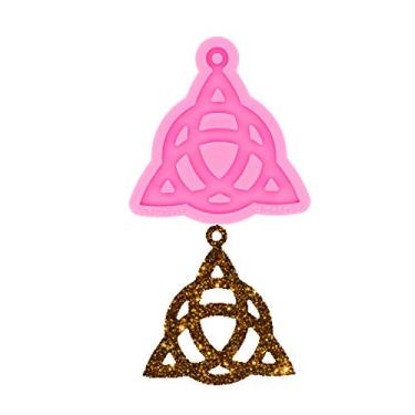 Imagem de Moldes de chaveiro de colar brilhante brilhante molde de silicone de resina com furo em forma de triângulo epóxi resina artesanato moldes de silicone argila polímero diy joias fazendo suprimentos chaveiro pingente ferramenta de molde