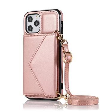 Imagem de Capa de telefone para iphone 13 mini capa de couro para iphone 12 pro max cartão moda cordão capa protetora para iphone 7 plus 8 6 se2020 xr x, ouro rosa, para iphone 7(8)