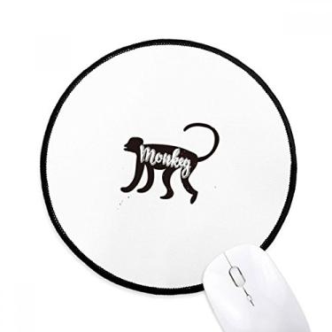 Imagem de Mouse pad macaco preto e branco animal tapete redondo escritório para computador