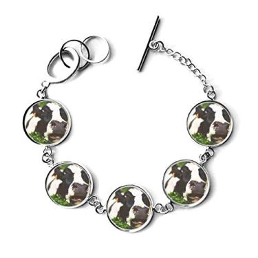 Imagem de Bracelete de animal de vaca com organismo terrestre pcture pulseira pingente joia