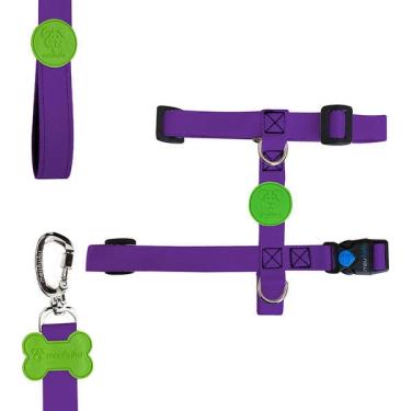 Imagem de Peitoral H e Guia Color Block Purple para Cães - Tam. M