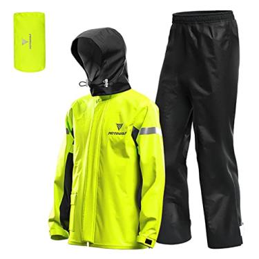 Imagem de Fato de chuva masculino motocicleta impermeável ao ar livre jaqueta e calça impermeável capa de chuva para andar de bicicleta ciclismo acampamento caminhada