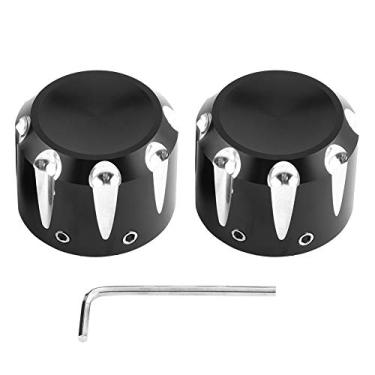 Imagem de Capa de porca de eixo frontal, 2 peças CNC de alumínio para motocicleta Eixo dianteiro Porca de porca Tampa de porca Porca Porcas (Preto)