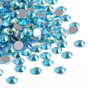 Imagem de Beadsland 2880 peças de pedras redondas de strass de cristal com fundo plano para arte em unhas e artesanato fixador de cola, água-marinha AB, SS6, 1,9-2,1 mm