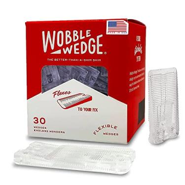 Imagem de WOBBLE WEDGES Calços de plástico flexíveis - Calços de nivelamento para reforma da casa, niveladores de móveis, mesa e vaso sanitário para nivelamento - Feito nos EUA calços de plástico para