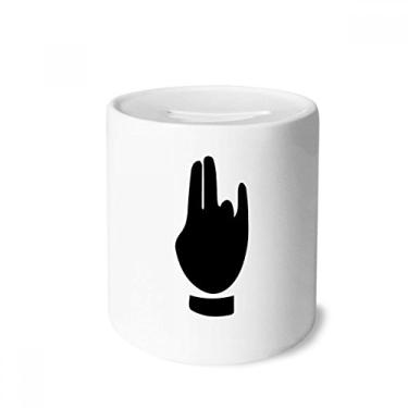 Imagem de DIYthinker Caixa de dinheiro preta com estampa de gesto caixa de cerâmica porta-moedas presente de cofrinho