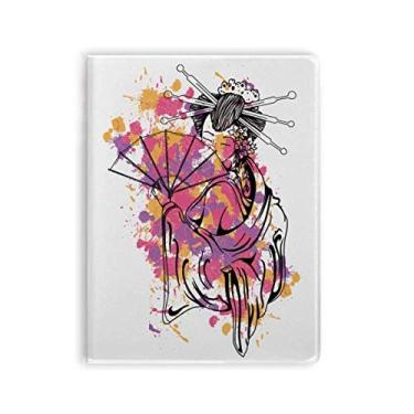 Imagem de Caderno de gueixas coloridas com ponto de cultura japonês, capa macia para diário