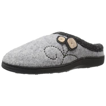 Imagem de Acorn Pantufas femininas clog, palmilha de espuma viscoelástica multicamadas com suporte de arco, Botão cinza claro, 9.5-10.5