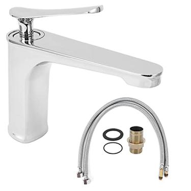 Imagem de SYH&AQYE Torneira do banheiro torneira preta da pia do banheiro furo único torneira de água quente e fria torneira da bacia torneira misturadora de alavanca única torneira banheiro para casa hotel (G3/8)