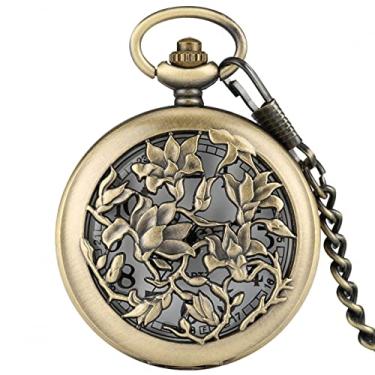 Imagem de TORALF Flores Design Colar Watch Fob Corrente Pingente Relógio de Bolso Relógio Quartzo Relógio