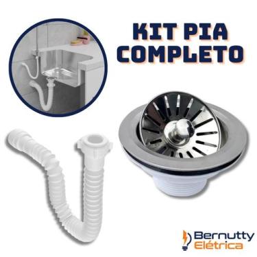 Imagem de Kit Válvula Americana Inox 4.1/2 + Sifão Extensivo Universal Branco - 