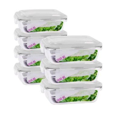 Imagem de Kit 7 Pote Vidro Hermertico 1040ML Vai ao Forno com Tampa - Pra casa