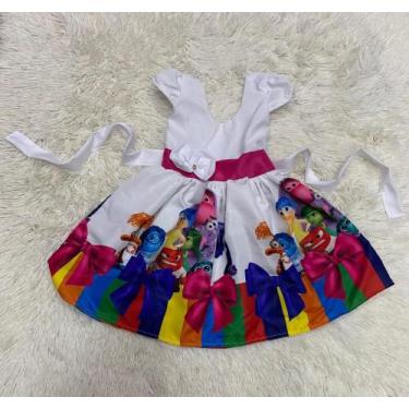 Imagem de Vestido Menina Infantil Simples Temático Divertidamente Branco - AUREA