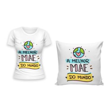Imagem de Kit Camiseta +  Capa para Almofada Dia Das Mães Presente Homenagem Mul