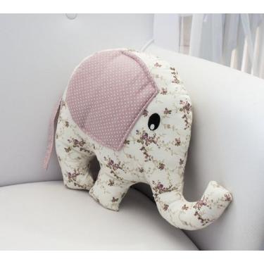 Imagem de Almofada Decorativa  Elefante - Laura Baby, Floral Ferrugem
