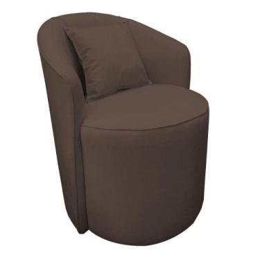 Imagem de Poltrona Redonda Serena Suede Marrom Base Fixa C05 - D'rossi