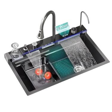 Imagem de Cuba Gourmet Multifuncional Inteligente Aço Inox 304 Prata 75x46x22cm Kit Completo Domum