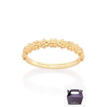Imagem de Meia Aliança Mini Flores 513384 Rommanel, Dourado, 12