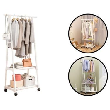 Imagem de Arara Closet Organizador Para Roupas Cabideiro Com Rodinhas Sapateira 