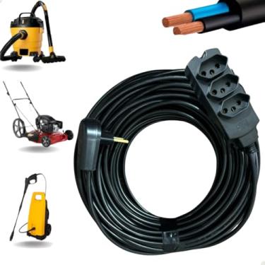 Imagem de Extensão Elétrica 20 Metros 10a Cabo Pp Reforçada Cor Preto 127V/220V