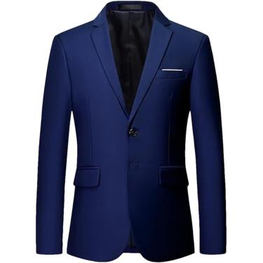Imagem de Jaqueta de casamento de banquetes de Blazer Slim Blazer de cor sólida da primavera masculina, Blue Royal Blue, L L, L