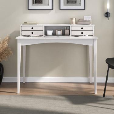 Imagem de Escrivaninha para Quarto Retro Madeira 4 Gavetas Milano Branco