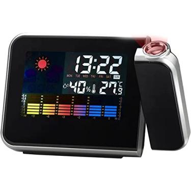 Imagem de EHVYBDX Estação meteorológica sem fio para ambientes internos e externos, relógio de projeção, alarme digital, ideal para monitoramento de previsão do tempo
