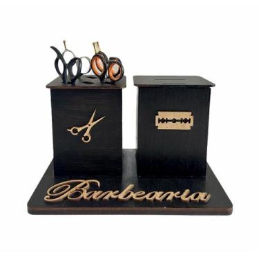 Imagem de Suporte Para Tesouras Barbearia Descarte Lâmina Mdf