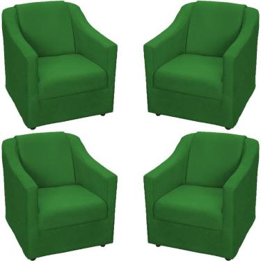 Imagem de Kit 4 Poltronas Mila Pé De Plástico Cromado - Verde Suede
