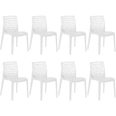Imagem de Kit 8 Cadeiras De Jantar Gruvyer Design Em Polipropileno - Branco