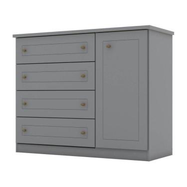 Imagem de Cômoda Mississipi 01 Porta 04 Gavetas Henn Cinza