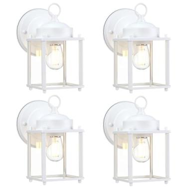 Imagem de GRUENLICH Arandela De Parede Externa Gruenlich, Luminárias Externas Com Vidro Transparente, Iluminação Para Varanda, Luzes Pátio, Porta, Branca, Pacote 4