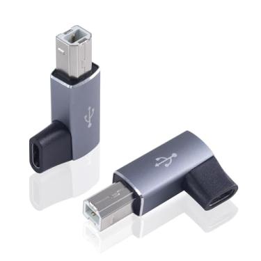 Imagem de Danfetsoy Adaptador Usb C Fêmea Para B Macho De 90 Graus, Conversor Midi Tipo Ângulo Reto, Adequado Impressoras, Pianos Elétricos, Laptops E Mais Dispositivos (Pacote Com 2, Cinza)