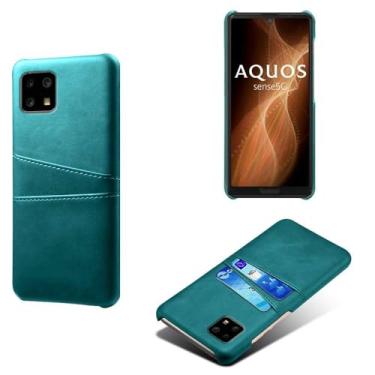 Imagem de Capa compatível com Sharp Aquos Sense 4, capa de couro PU - Capa de telefone fina à prova de choque com 2 compartimentos para cartão, proteção anti-impressão digital e antiqueda, plástico de couro