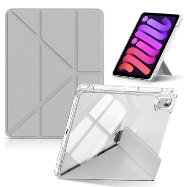 Imagem de CeiLarv Capa protetora para iPad mini A17 Pro 2024/iPad mini A15 2021 8,3 polegadas capa traseira rígida transparente para iPad mini 7ª geração/mini 6ª geração de lápis de armazenamento - cinza