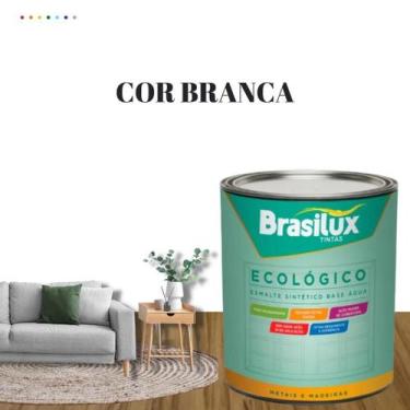 Imagem de Esmalte Sintético Brasilux Base Água Ecologico Cor Amarelo 800ML Brilh