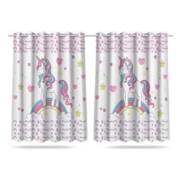 Imagem de Cortina Estampada Infantil Unicornio 260x150 Quarto Menina - Decorando