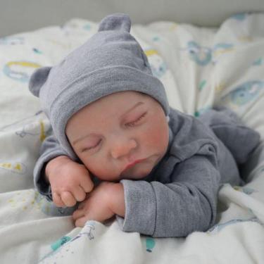 Imagem de Boneco Bebê Reborn Brastoy Realista Silicone 48cm Conjunto de Roupa Ch