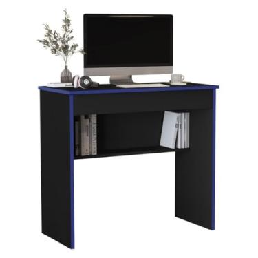 Imagem de Mesa Gamer Escrivaninha Com Gaveta Estudos Computador Escritório Office(Preto/Azul)