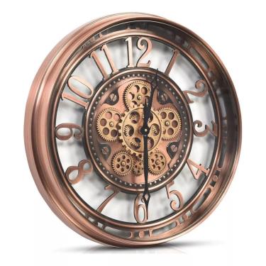 Imagem de Relógio De Parede 3D Industrial Cobre Bronze Robusto 53Cm