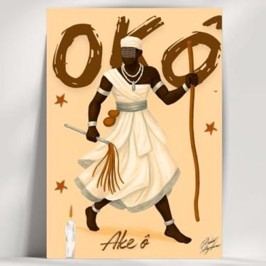 Imagem de Coleção de 62 quadros decorativos Giz - Umbanda e Candomblé - Decoração Orixá - Afro Brasileira - Escolha o seu Orixá! (Clássico, Okô, 20x14cm)
