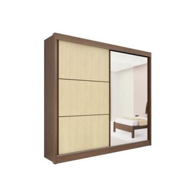 Imagem de Guarda Roupa Mdf Titanium 2 Portas Espelho Castanho Linho - D Doro