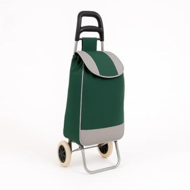 Imagem de Carrinho De Compras Reforçado Sacola Dobrável - Suporta Até 30 Kilos, Estrutura Reforçada Anti-Quebra, Dobrável Para Economizar Espaço, Perfeito Para Feira E Supermercado(VERDE)
