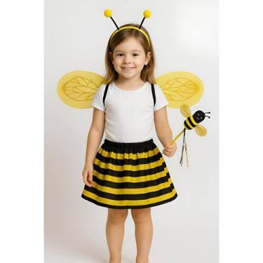 Imagem de Fantasia Abelinha Amarelo Asa Tiara Varinha Festa Infantil - NoBrand, 