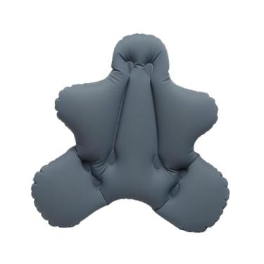 Imagem de MotiveTech Travesseiro inflável para cintura, viagem, respirável, prensa para inflar, suporte para as costas, almofada para cama, viagem para casa, Cinza Escuro
