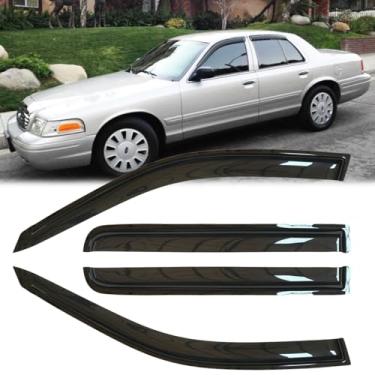 Imagem de Deebior 4 peças de proteção de chuva para janela estilo montagem externa durável defletores de vento laterais fumê escuro bom visual viseira de janela adequado para Ford Crown Victoria 2002-2008